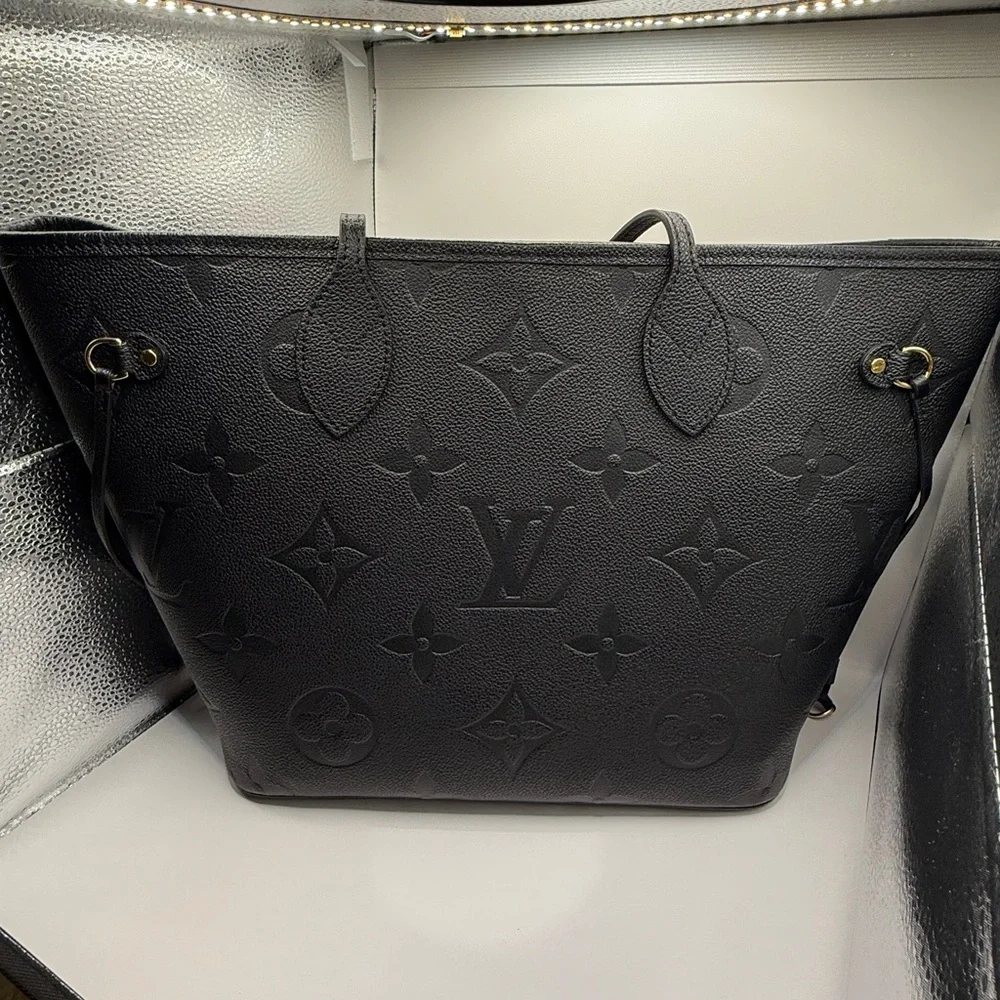Louis Vuitton Black Embossed Monogram Leather Tote with Zip Pouch - Picture 4 of 6